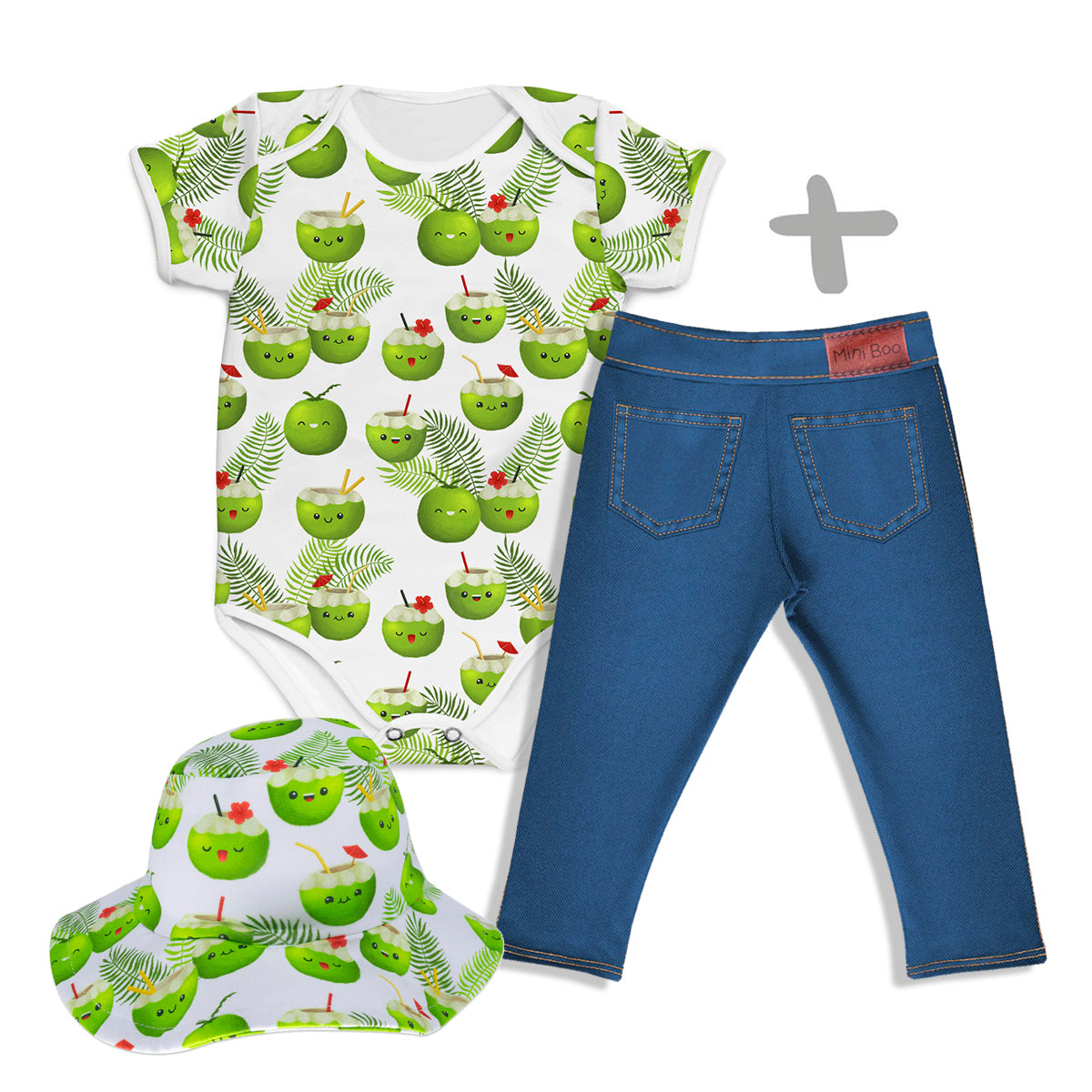 Combo Body Coconut + Calça Jeans Azul Escuro + Chapéu Coconut