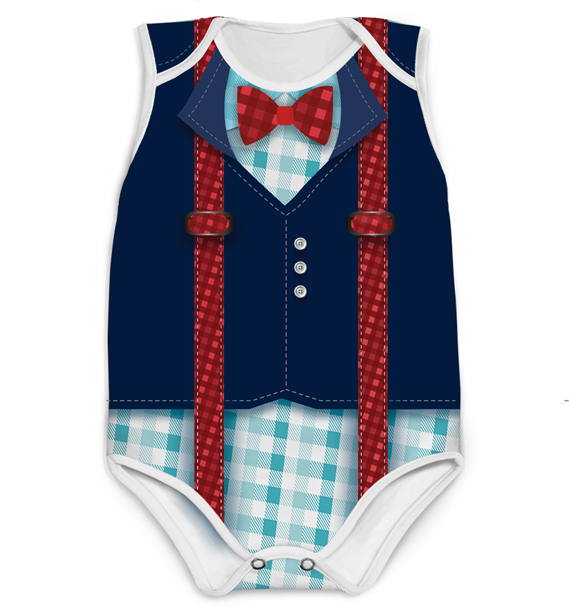 Body Caipira Suspensório Azul