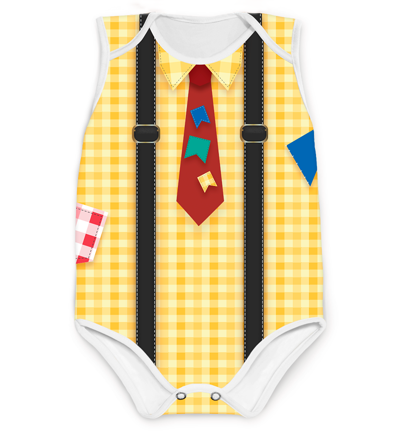 Body Caipira Suspensório Amarelo