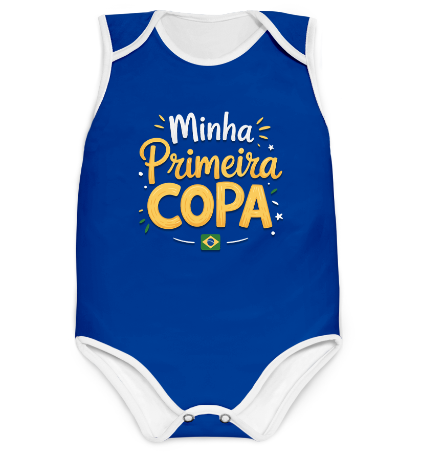 Body Minha Primeira Copa Azul Personalizado