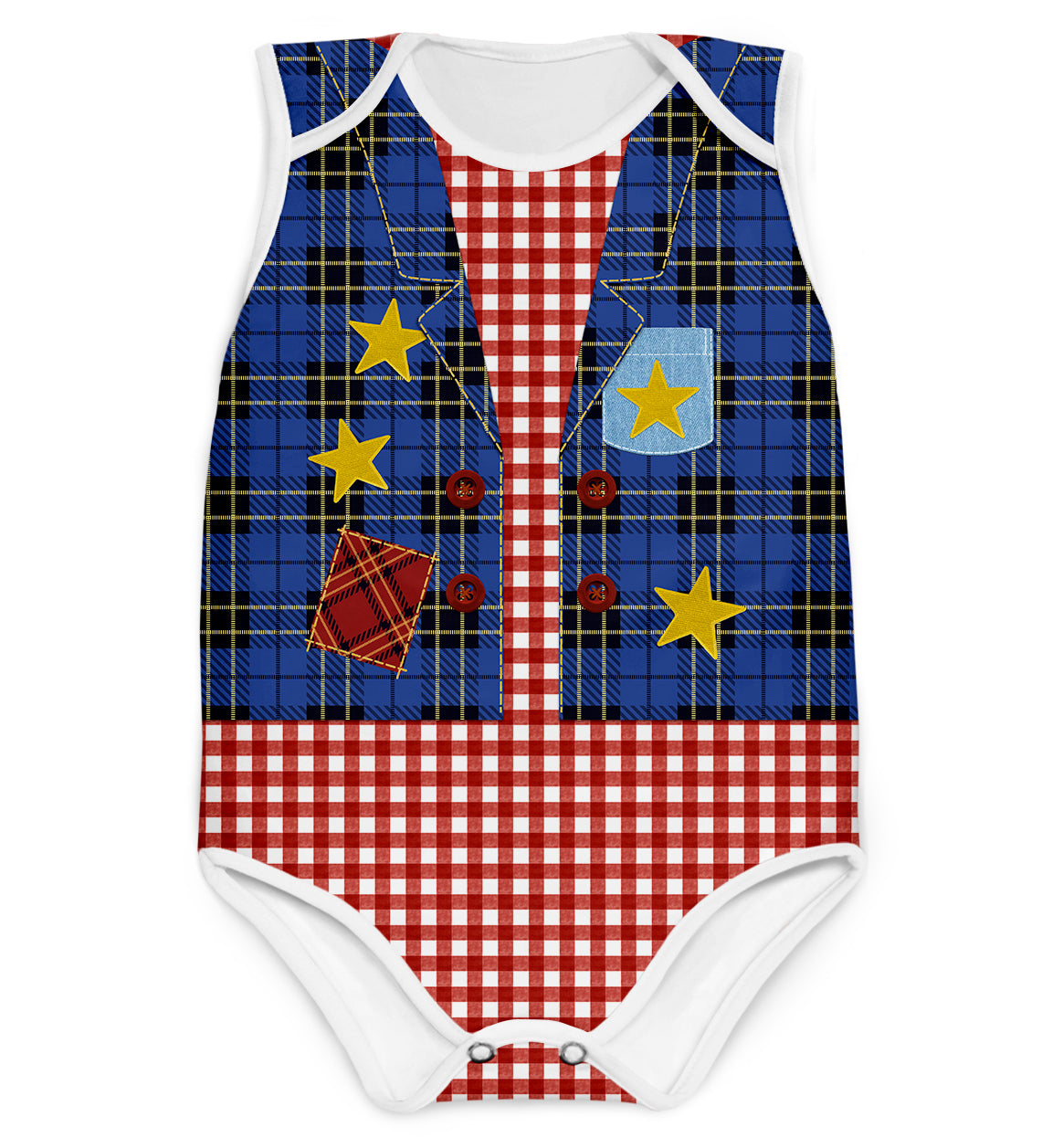 Body Colete Caipira Azul