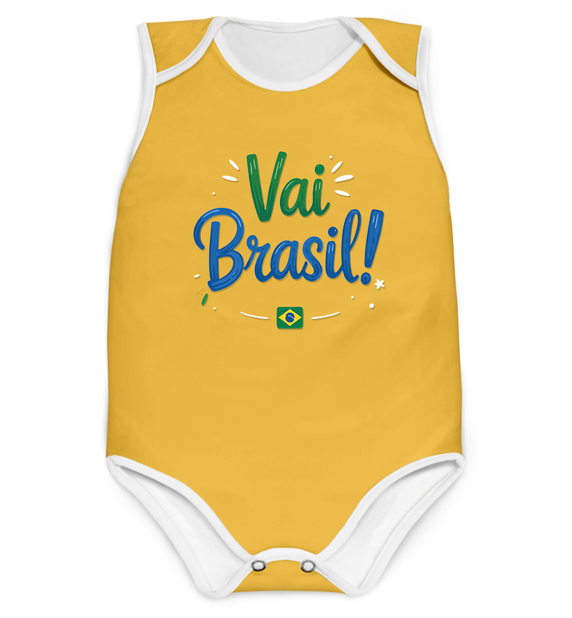 Body Copa Vai Brasil Amarelo Personalizado