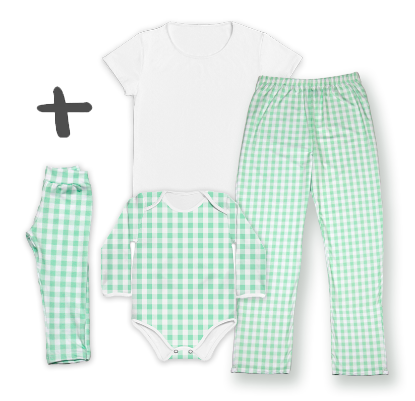 Kit Pijama Mamãe e Bebê - Xadrez Verde