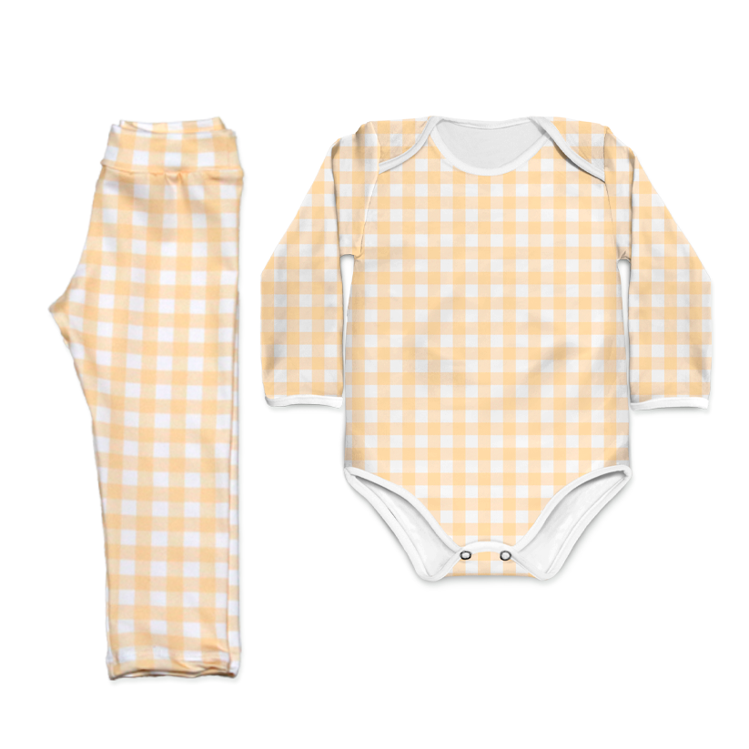 Conjunto térmico Body - Pijaminha Xadrez Laranja