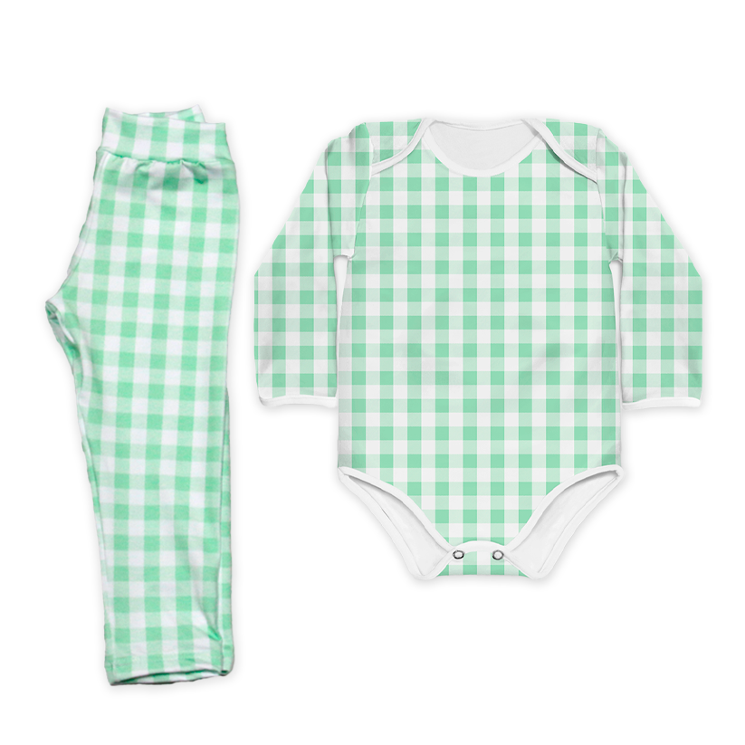 Conjunto térmico Body - Pijaminha Xadrez Verde