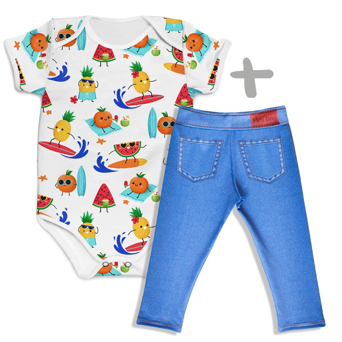 Combo Body Beach Surf + Calça Jeans Azul MiniBoo - Mini Boo Store
