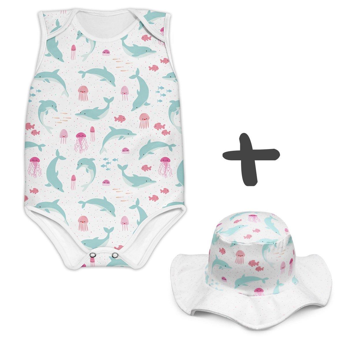 Combo Body + Chapéu Golfinhos - Mini Boo Store