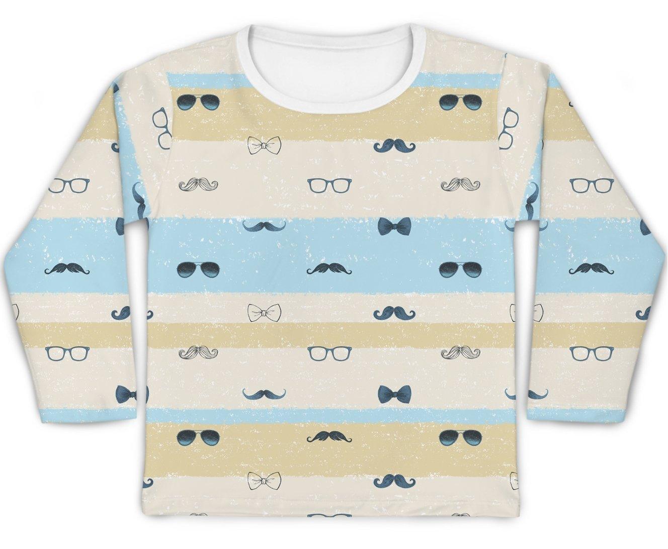 Camiseta Kids Mustache Azul - Mini Boo Store