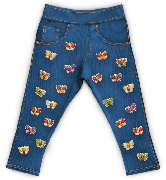 Jeans Borboletas Bebê Bordadinho Fake
