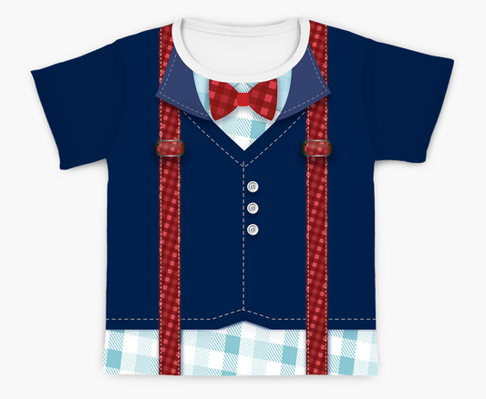 Camiseta Kids Caipira Suspensório Azul