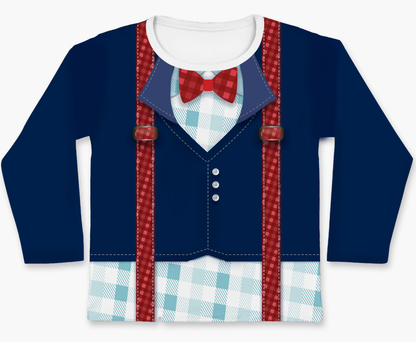 Camiseta Kids Caipira Suspensório Azul