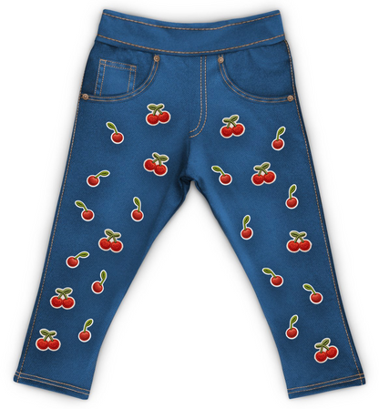 Jeans Cerejas Bebê Bordadinho Fake