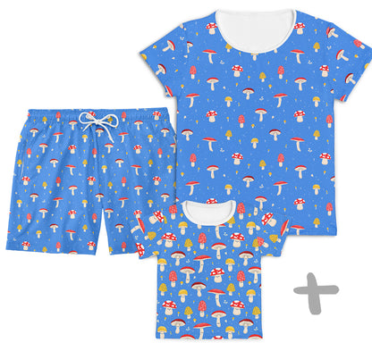 Combo Família Cogumelo Azul- Kids, Mamãe e Papai