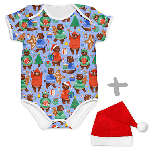 Combo Body Ursinhos Natalinos + Touca