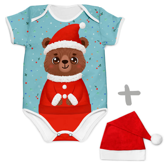 Combo Body Urso Natalino + Touca