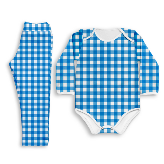 Conjunto térmico Body - Pijaminha Xadrez Azul Escuro