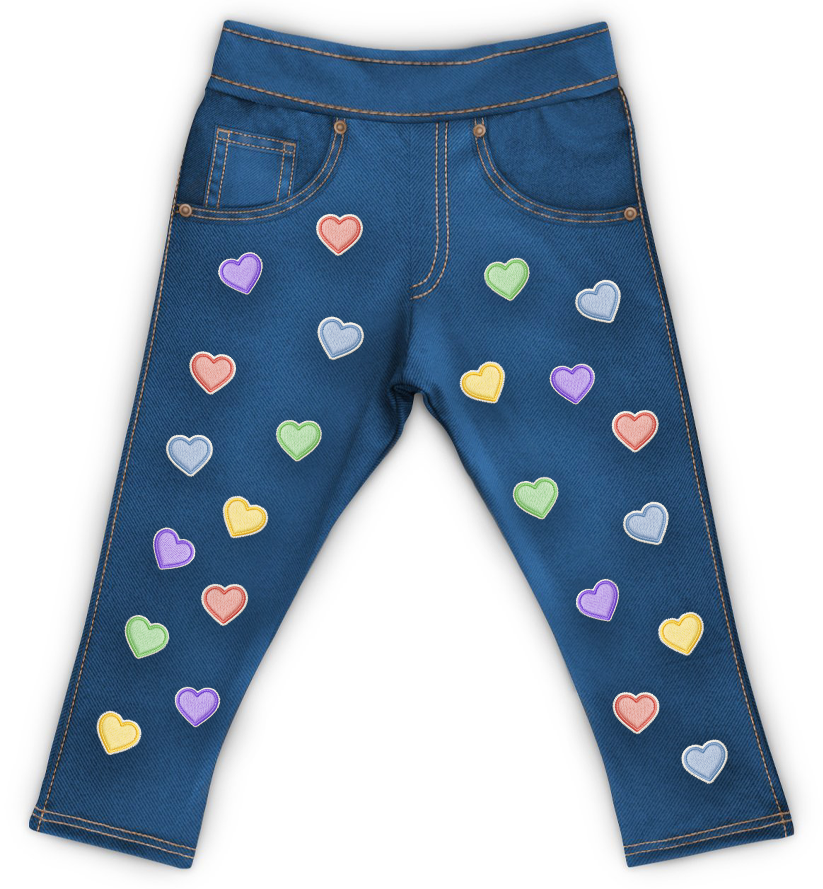 Jeans Coração Bebê Bordadinho Fake