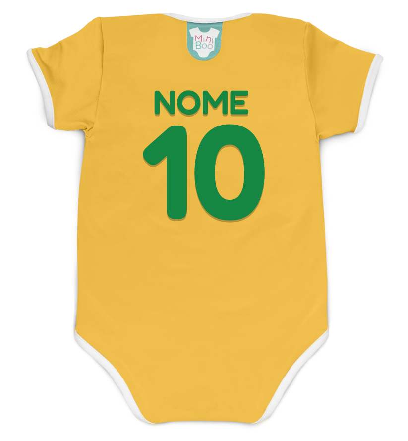 Body Minha Primeira Copa Amarelo Personalizado