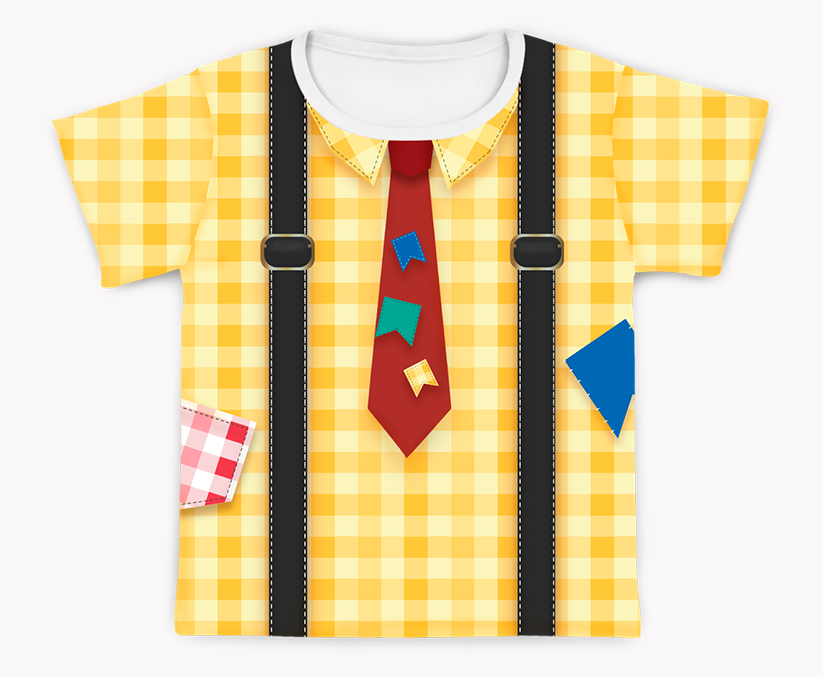 Camiseta Kids Caipira Suspensório Amarelo