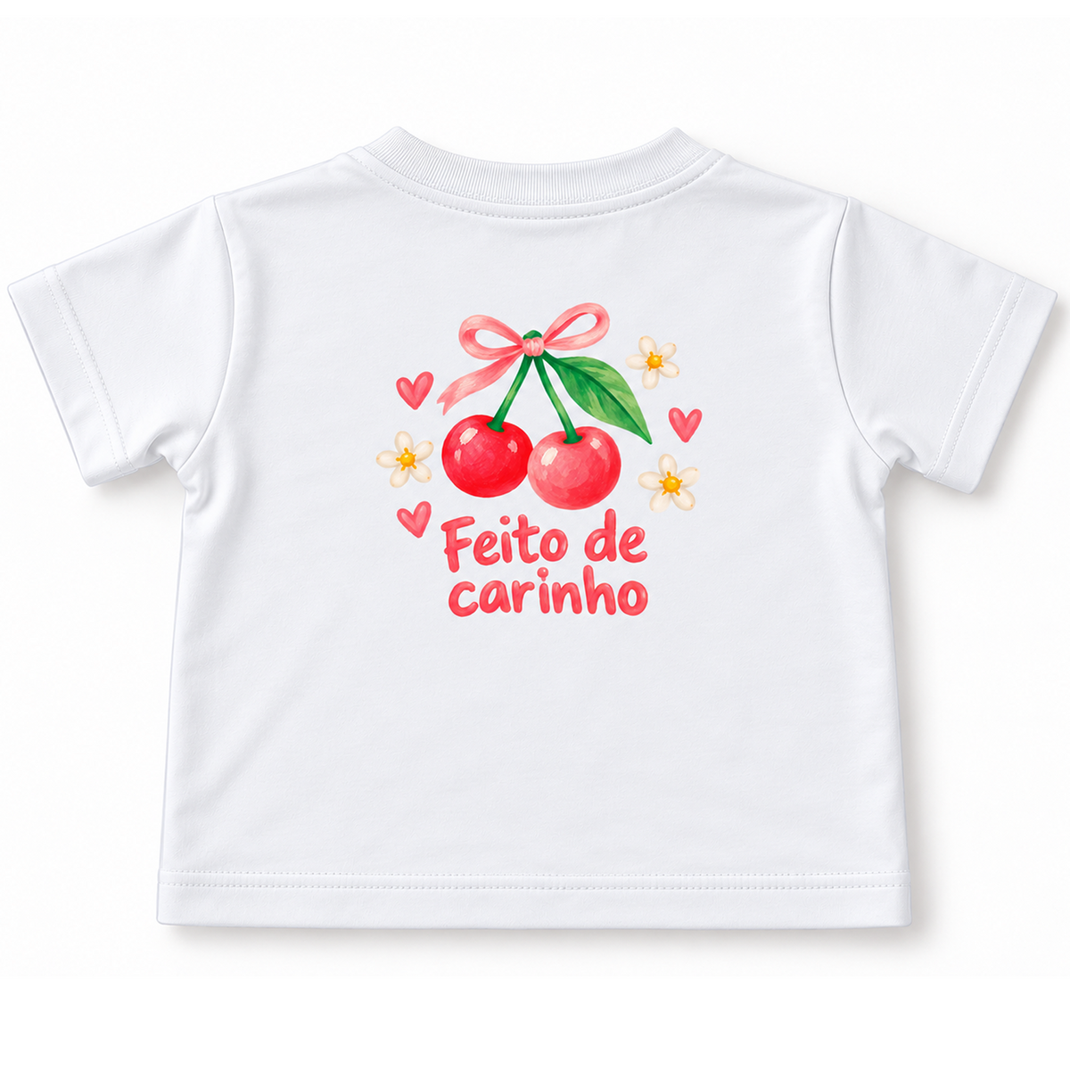 Camiseta Bebê Algodão Cerejas