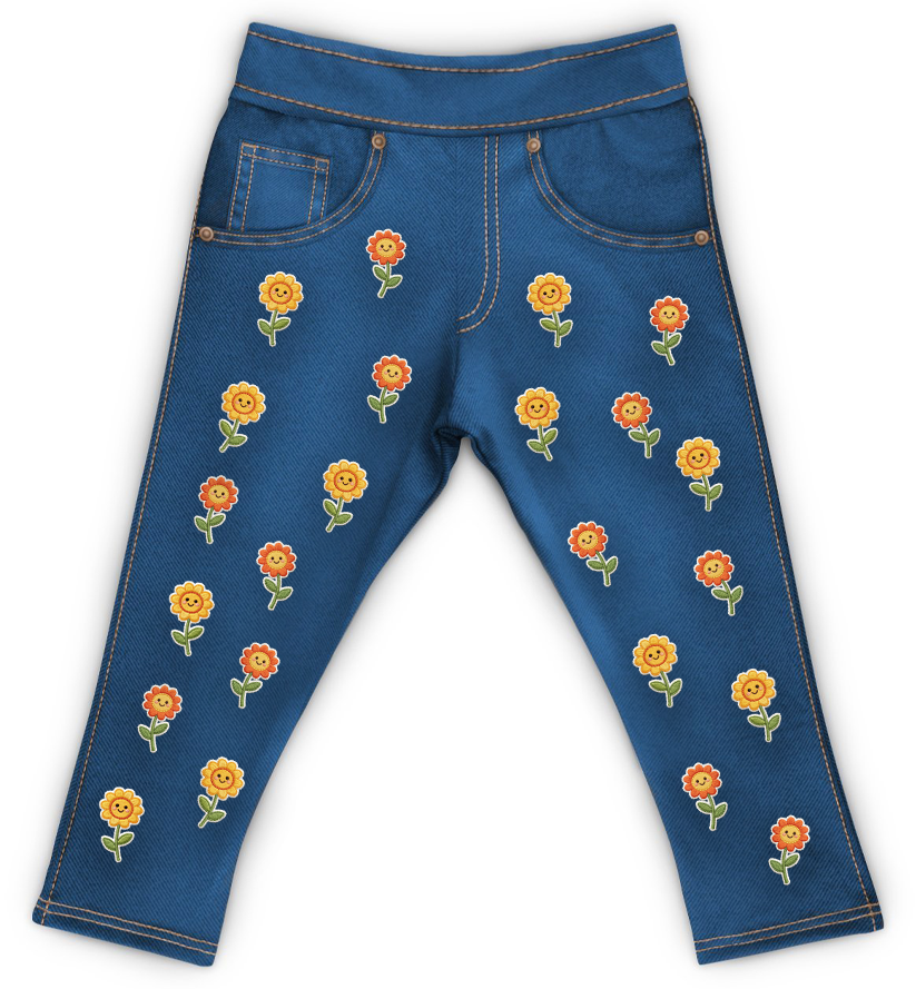 Jeans Flores Bebê Bordadinho Fake