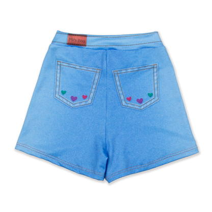 Shorts Fake Jeans Corações