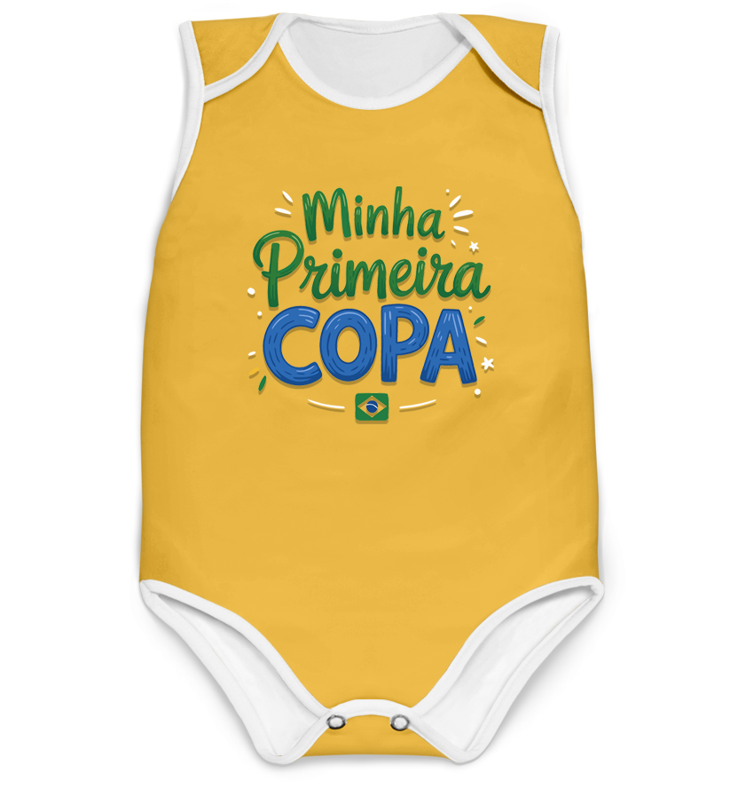 Body Minha Primeira Copa Amarelo Personalizado