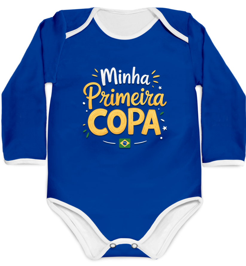 Body Minha Primeira Copa Azul Personalizado