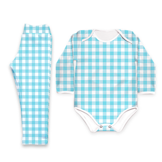 Conjunto térmico Body - Pijaminha Xadrez Azul Claro