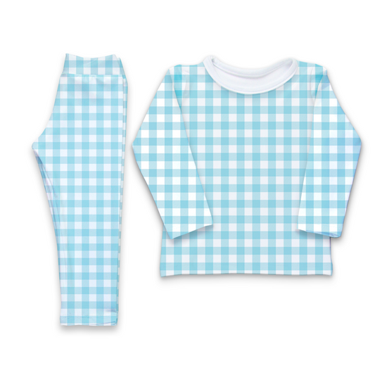 Conjunto térmico - Pijaminha Xadrez Azul Claro