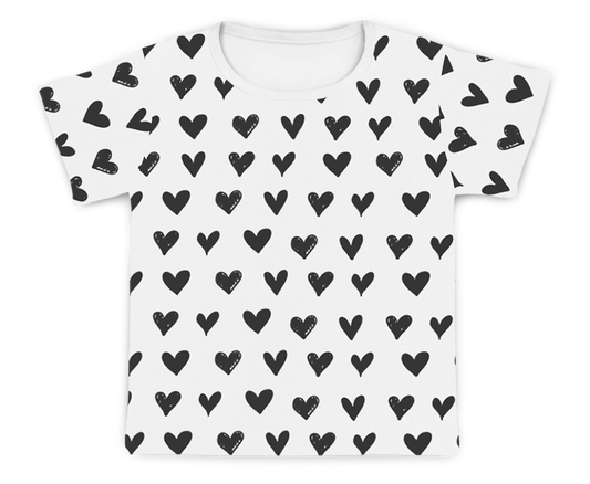 Camiseta Coração P&B Kids PROMO