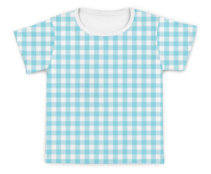 Camiseta Kids Xadrez Azul Claro