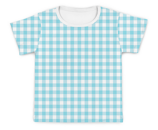 Camiseta Kids Xadrez Azul Claro