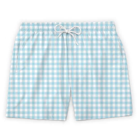 Shorts Papai Xadrez Azul Claro