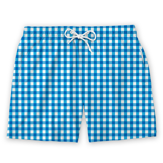 Shorts Papai Xadrez Azul Escuro