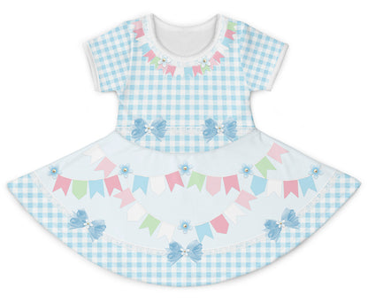 Vestido Bandeirinhas Azul Bebê