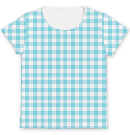 Camiseta Mamãe Xadrez Azul Claro