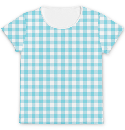 Camiseta Mamãe Xadrez Azul Claro