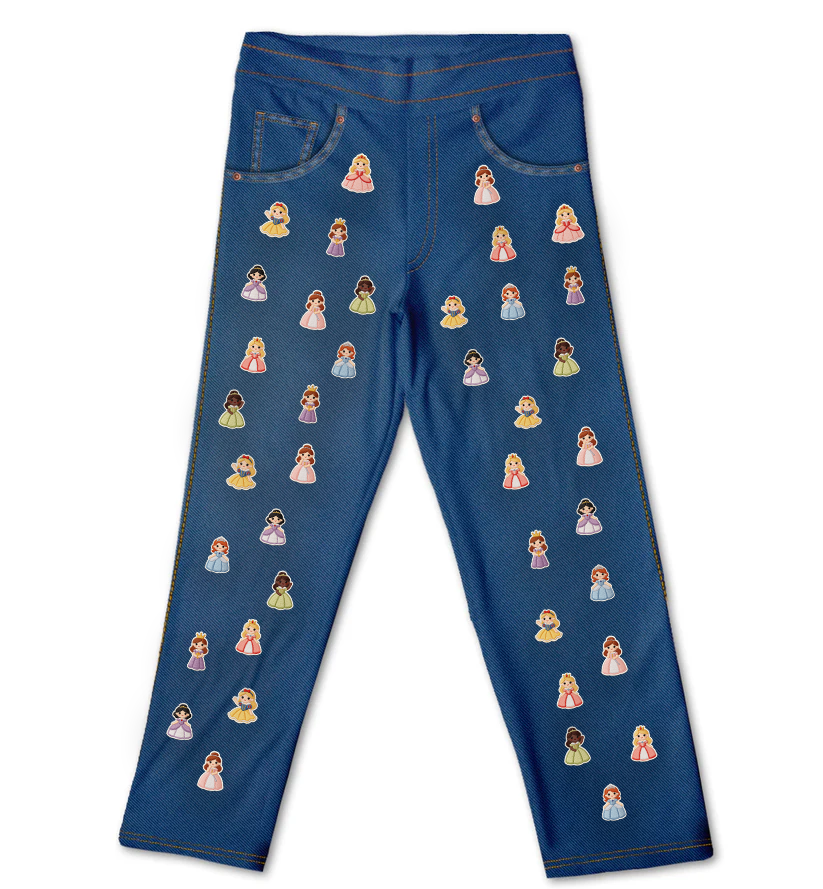 Jeans Princesas Kids Bordadinho Fake