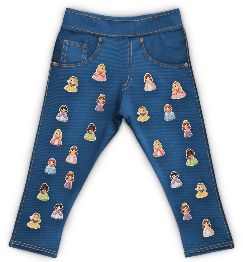 Jeans Princesas Bebê Bordadinho Fake