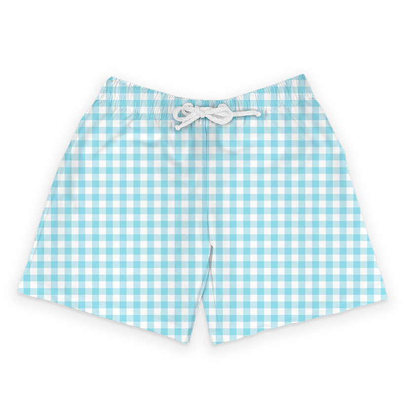 Shorts Infantil Xadrez Azul Claro