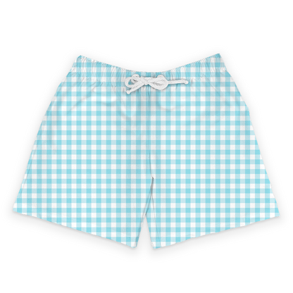 Shorts Infantil Xadrez Azul Claro