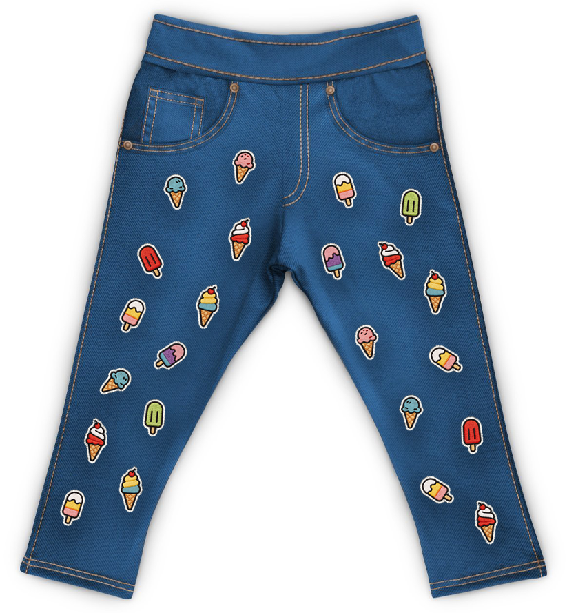 Jeans Sorvetes Bebê Bordadinho Fake