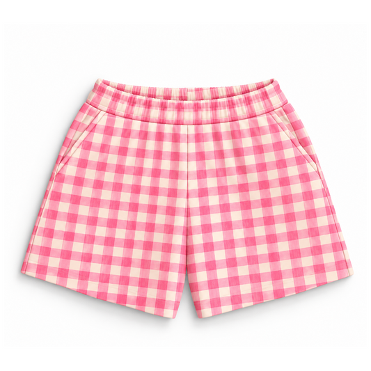 Shorts Infantil Xadrez Rosa