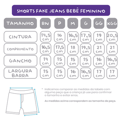 Shorts Fake Jeans Preto