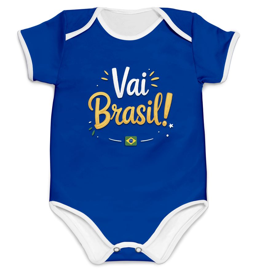 Body Copa Vai Brasil Azul Personalizado