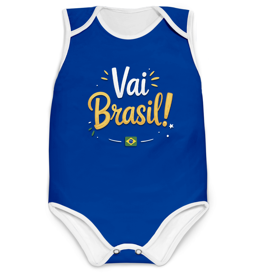 Body Copa Vai Brasil Azul Personalizado