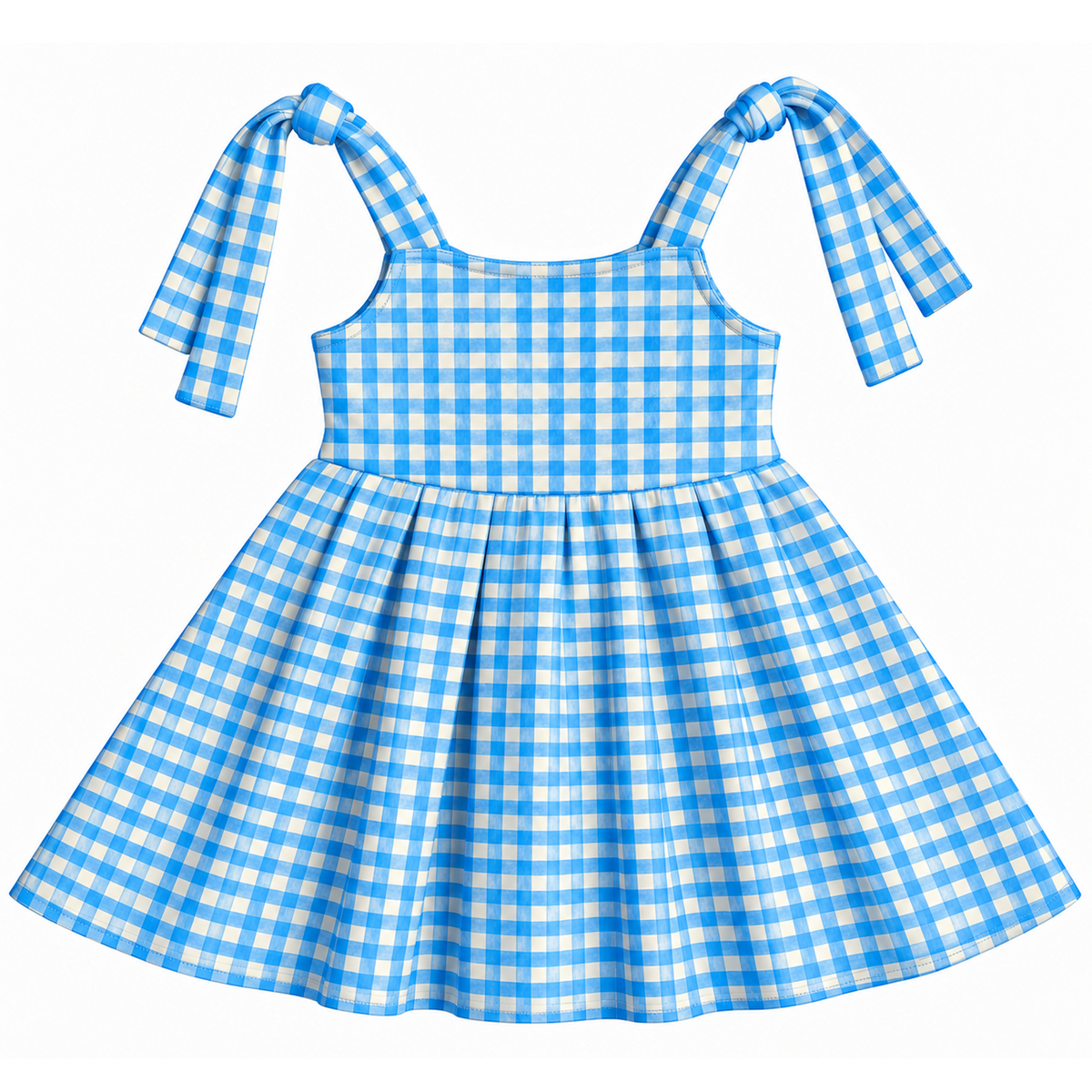 Vestido Lacinho Xadrez Azul