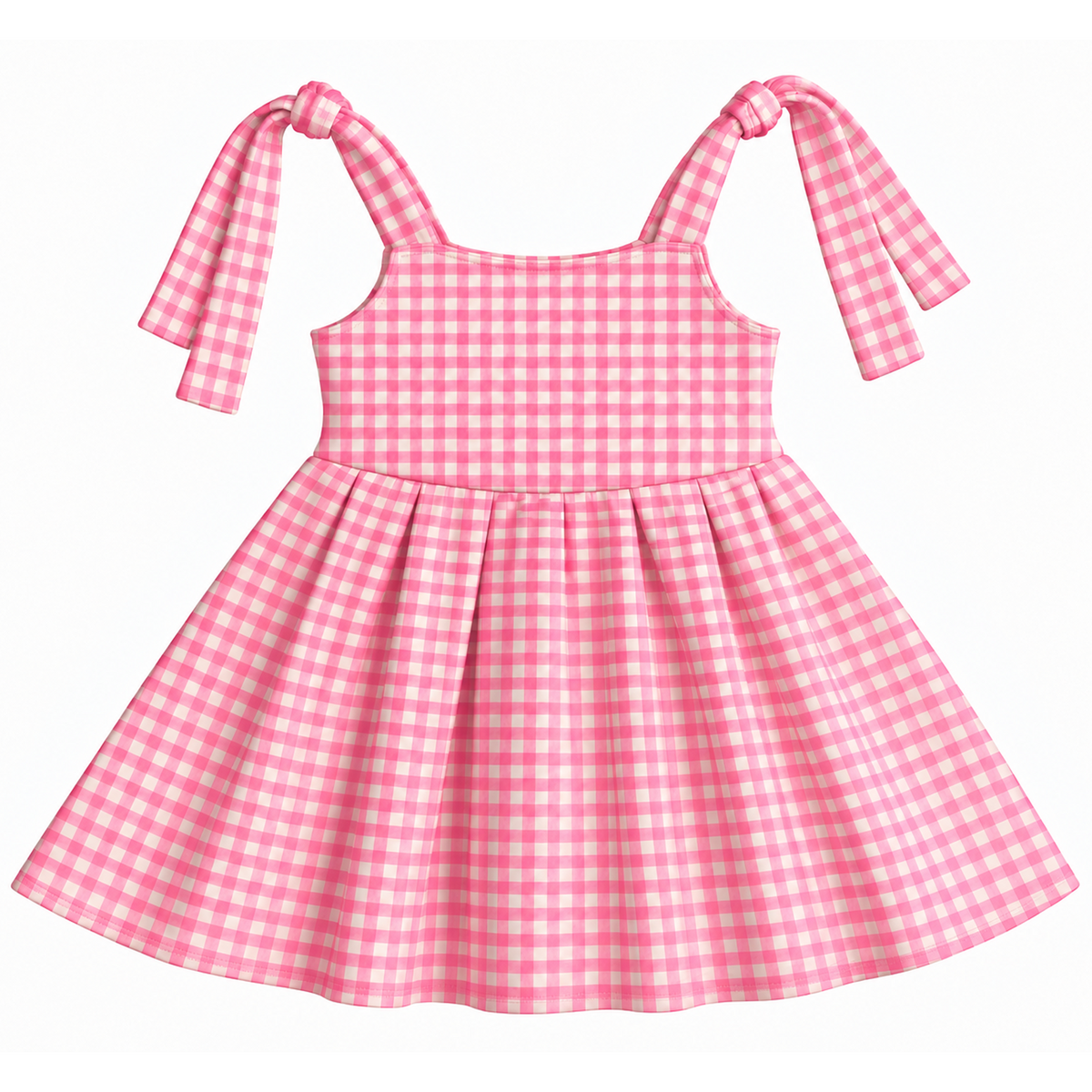 Vestido Lacinho Xadrez Rosa