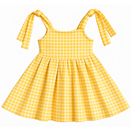 Vestido Lacinho Xadrez Amarelo